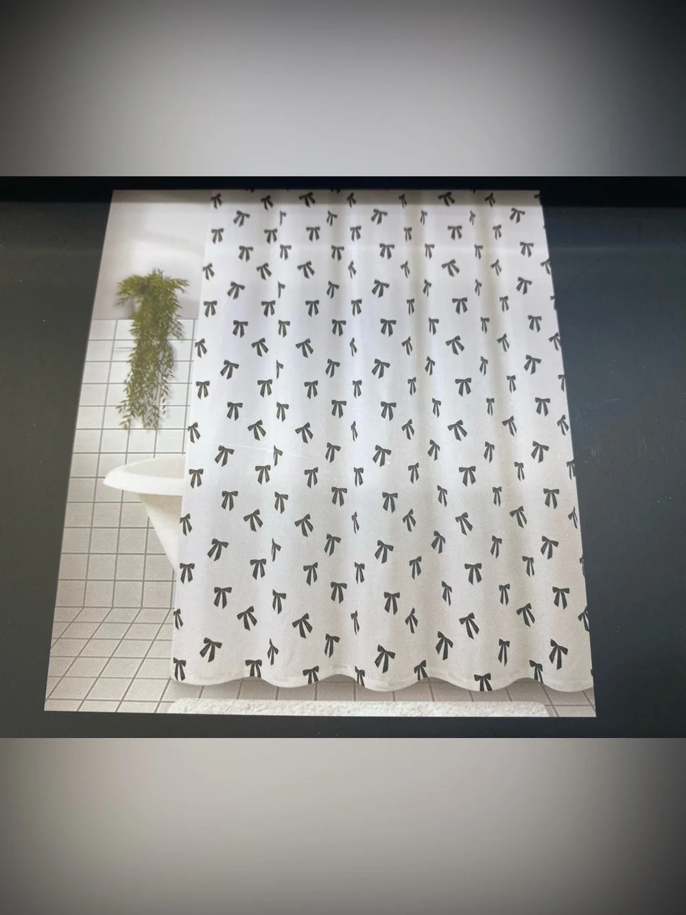 Tahari ❤️Fabric Shower Curtain Black Bows 72 x 72 NWT